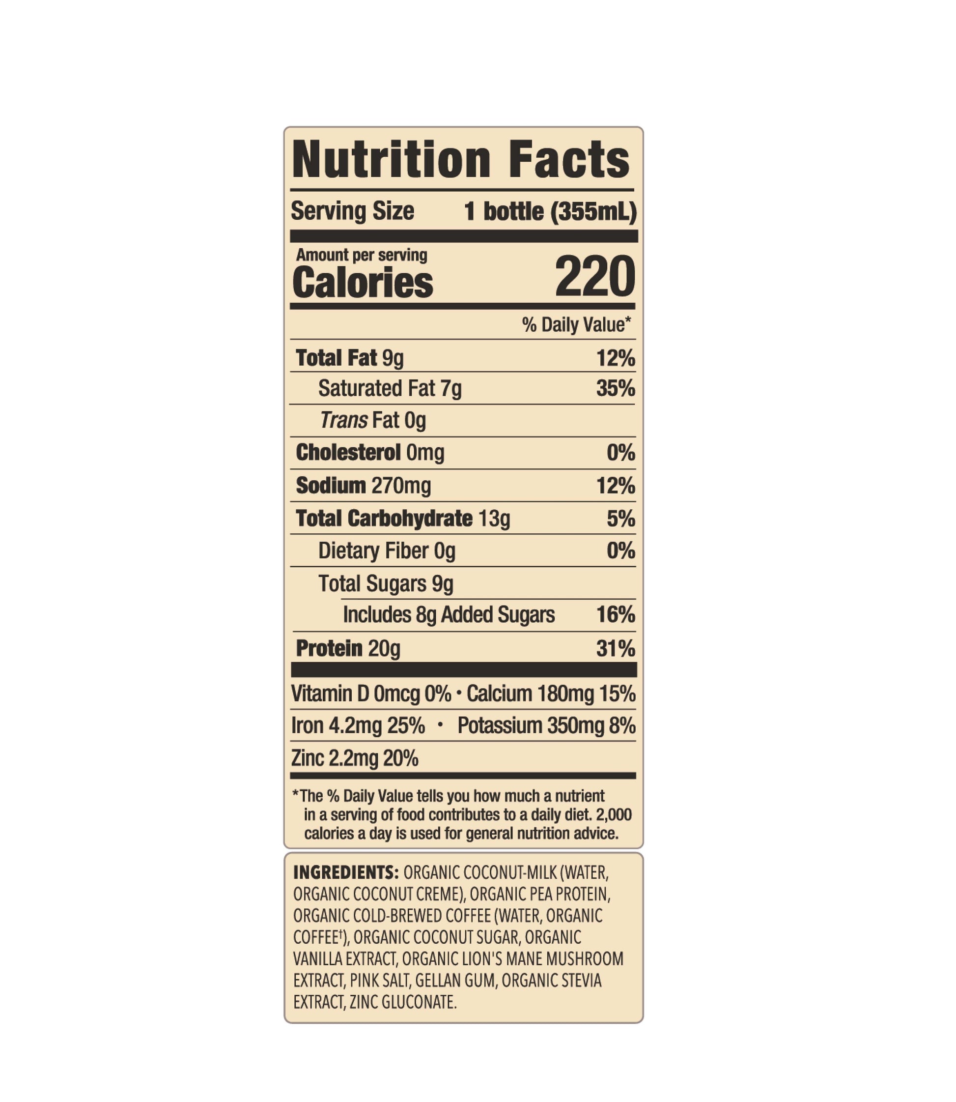 20g Cold Brew Latte Protein Shake