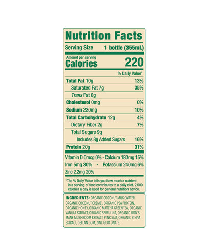 20g Matcha Latte Protein Shake