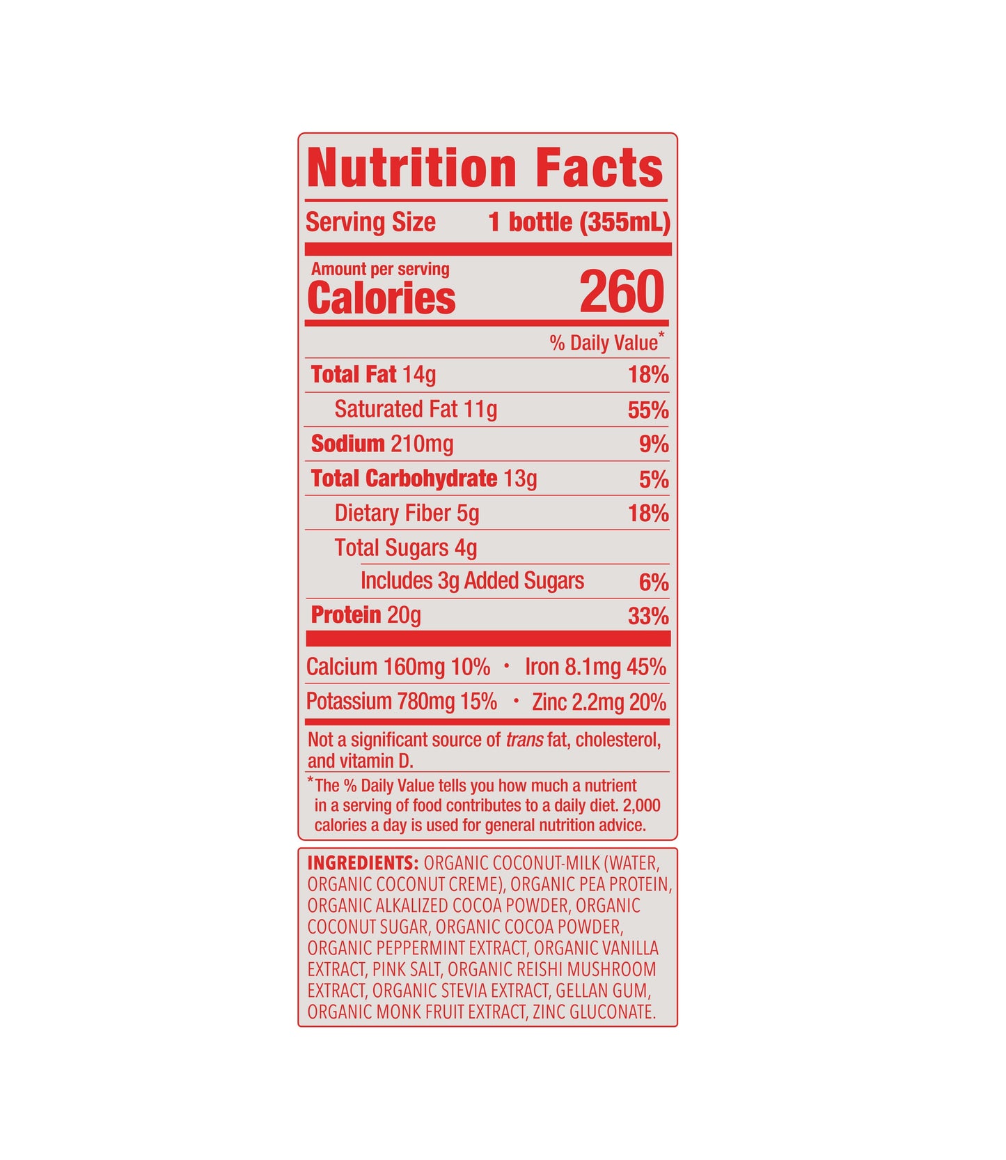 20g Peppermint Dark Chocolate Protein Shake